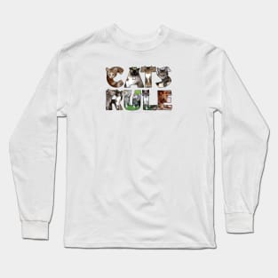 Mixed cat breed oil painting word art Long Sleeve T-Shirt